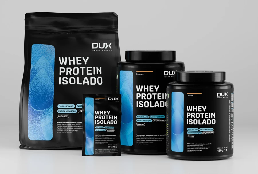 Whey Protein Isolado DUX — apresentações do catálogo