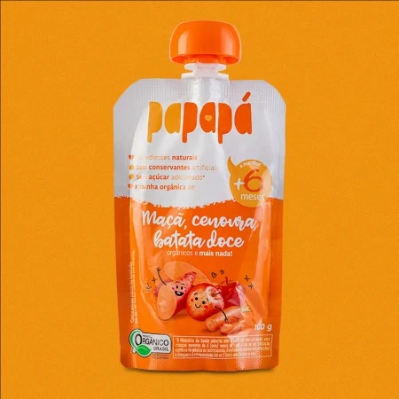 Papinha Papapá Orgânica de Maçã, Cenoura e Batata-Doce - 100g